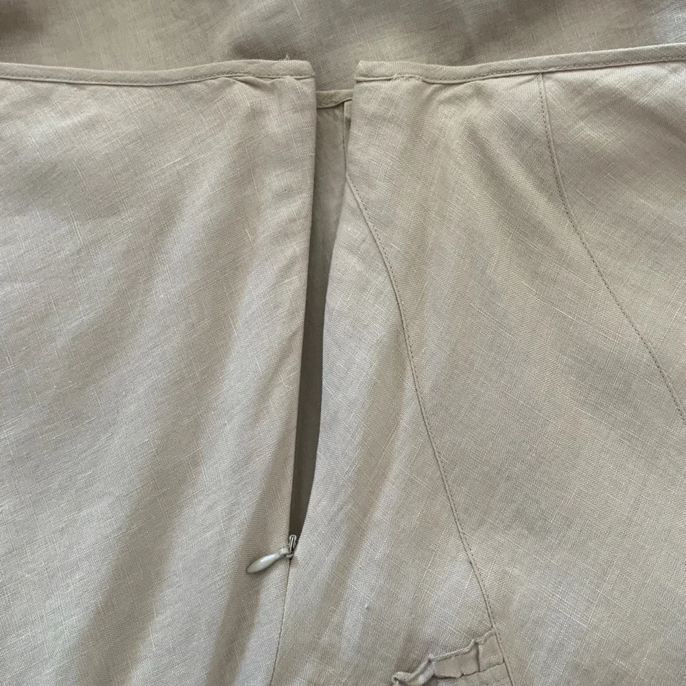 Isabella Bird Tan Panel Tan Beige Linen Lagenlook A-Line Skirt Size 12 - Picture 12 of 14